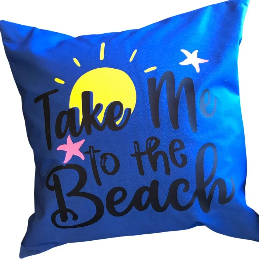 Handmade Beach Pillow Cover, Whimsical Ocean Décor Eco Friendly 18 x 18 inches